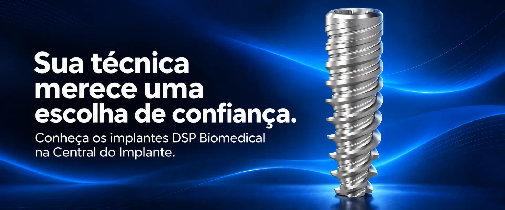 Implante dentário em banner azul