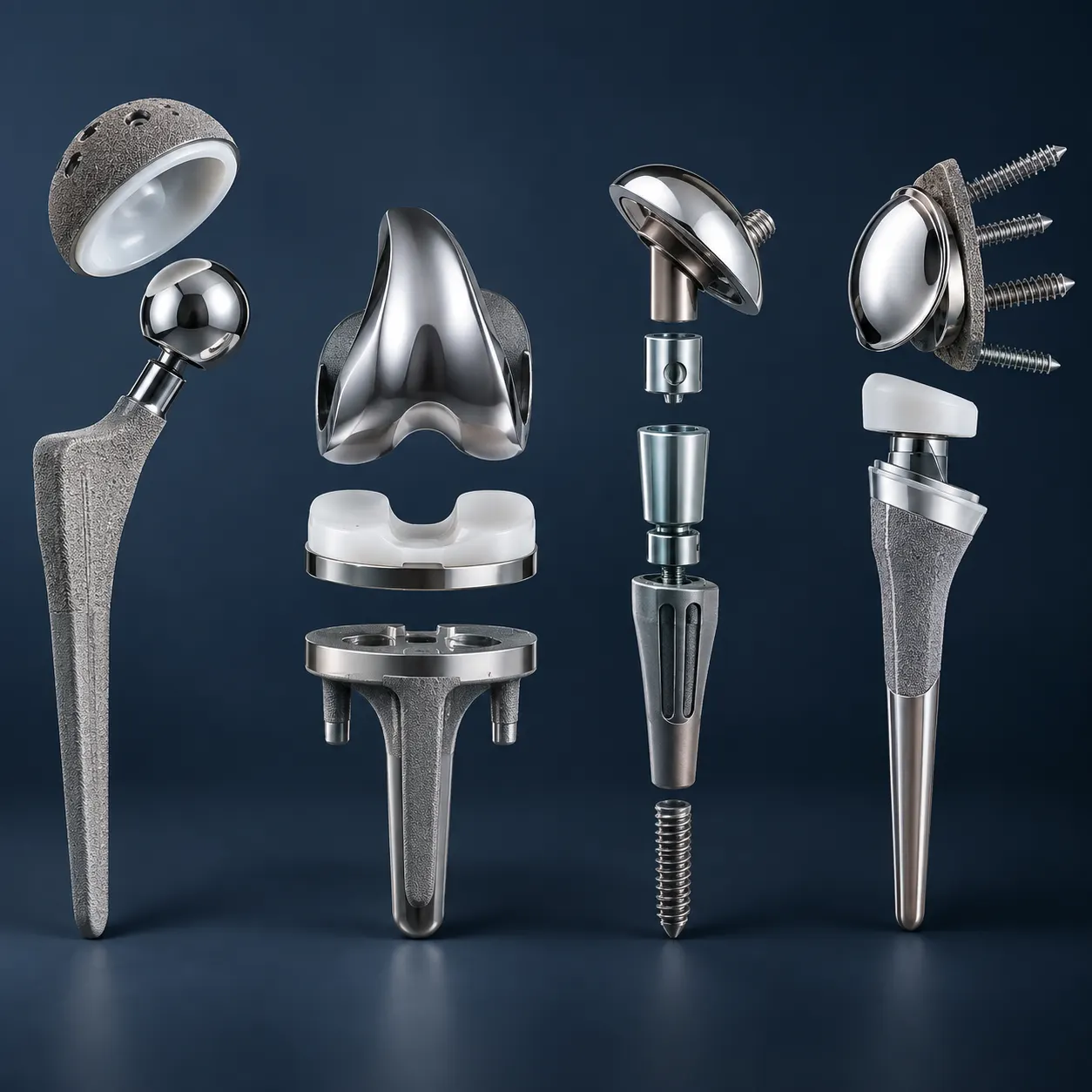 Instrumentais e implante odontológico em ambiente técnico.